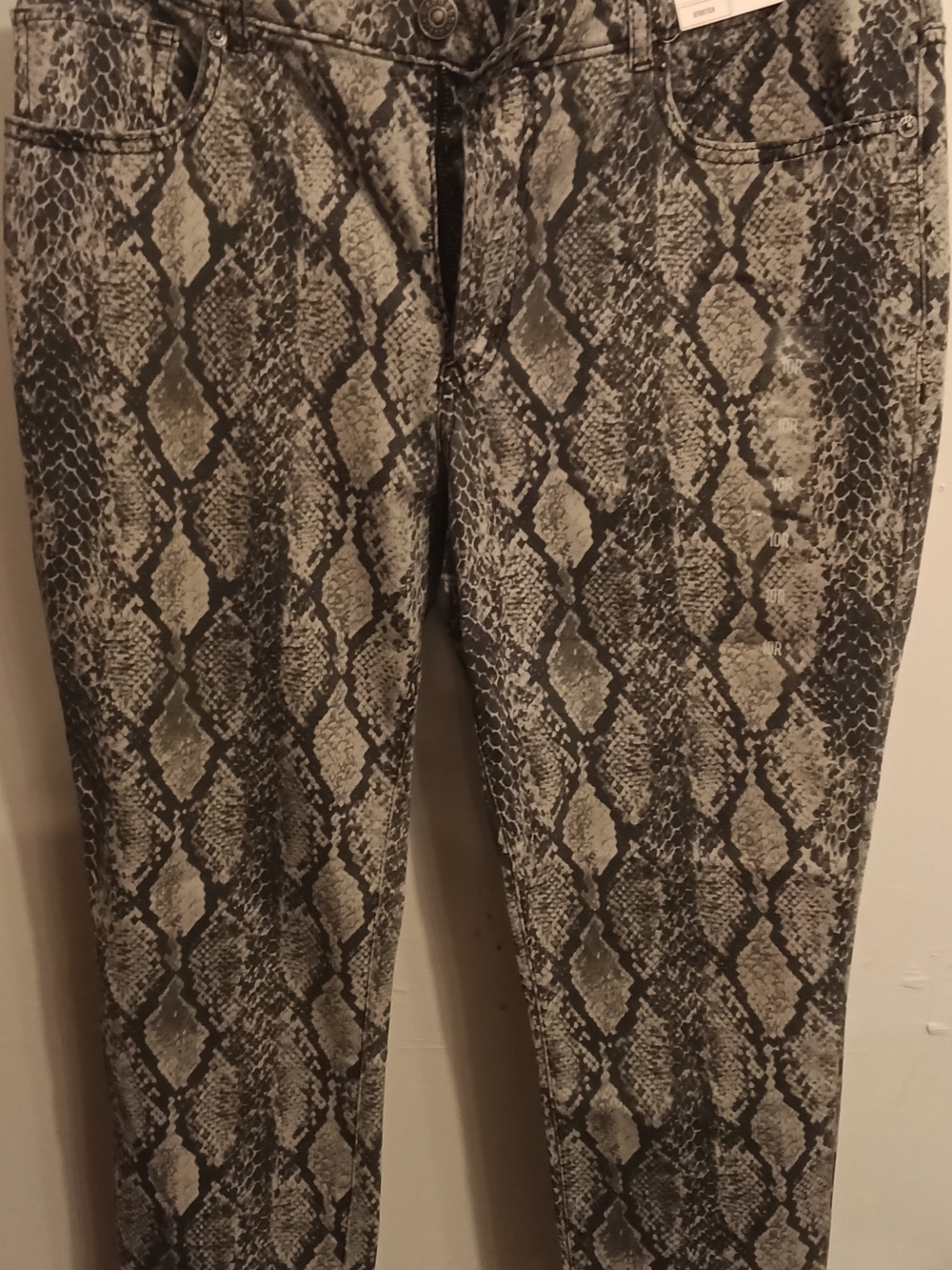 Express Snake-Print Skinny Pants - Black & Gray